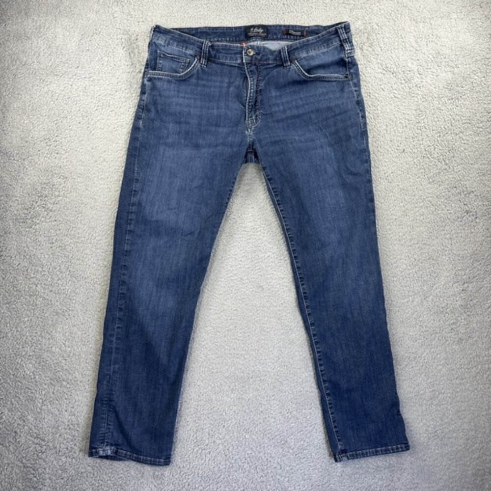 34 Heritage Jeans Mens 38x30 Blue Denim Pants Courage Straight Mid Rise Stretch